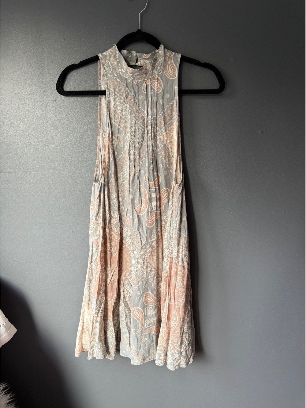 Free People Paisley Print Halter Dress with Open Back size Small